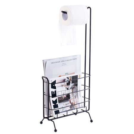 BASICWISE Metal Toilet Paper Holder with Magazine Rack QI003489